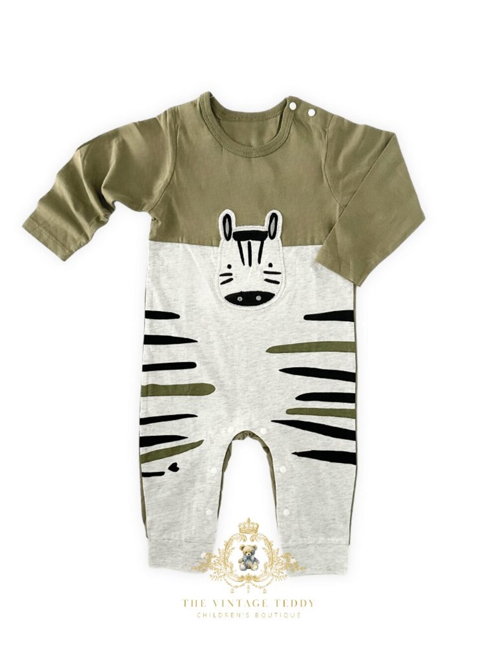 NWT Cute Boys One-piece Bodysuit Rompers Long Sleeve Embroidered Zebra 12-18M